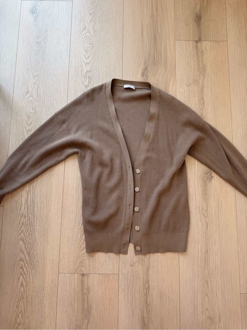 Babaton Brown V-Neck Button Front Cardigan Womens
